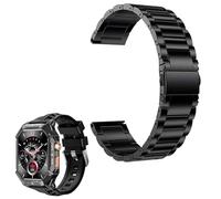 MBROS Compatibile per OUKITEL Smartwatch BT80, Metal Acier Classique Bracelet De Remplacement Compatibile per OUKITEL Smartwatch Orologio Uomo 2,13" BT80 (Nero)