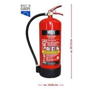 MBS FIRE 9kg Abc Polvere Estintore En 3 A/B/C 55A 233B=15LE Incl. Placca