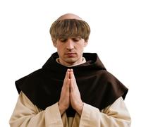 MBSIVSA Parrucca da Monaco, Parrucca da Calva Berretto in Lattic, Parrucce Marrone Berretto Calvo in Latex per Monaco Costumi Festa Cosplay