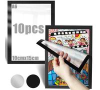 Mbsomnus 10 Pezzi Cornice Magnetica 10x15cm Cornici Adesive da Parete A6 Cornici Magnetiche Nero per Famiglia Matrimonio Portafoto Promemoria Manifesto Vetrina Murale Orario Negozio