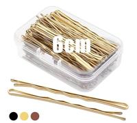 Mbsomnus 100 Pezzi Forcine per Capelli, 6cm Forcine Capelli Donna, Mollette Capelli Donna & Ragazze, Grip Kirby Ondulato - Ideale per Tutti I Tipi di Capelli e Parrucchiere (Oro)