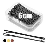 Mbsomnus 100 Pezzi Forcine per Capelli, 6cm Forcine Capelli Donna, Mollette Capelli Donna & Ragazze, Grip Kirby Ondulato - Ideale per Tutti I Tipi di Capelli e Parrucchiere (Nero)