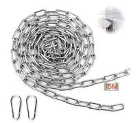 Mbsomnus 15 M Catena Acciaio 3 mm Catene Catena Metallo Delimitazione Catenella Catena Resistente Catena Zincata Catena Antitaglio per Lucchetto Recinzione Catena Antifurto Catena
