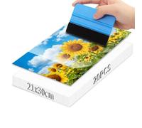 Mbsomnus 20 Pezzi Fogli per Plastificatrice A4 Autoadesivi con Spatola Carta per Plastificare 30x21.3cm Trasparente per Foto e Biglietti da Visita Documento Nessuna Macchina Richiesta