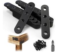 Mbsomnus 20 Pezzi Piastra Metallo Forata 15x76 mm Staffe Piatte Angolari Piastre Forate in Metallo Nero Staffe Acciaio Inox con 40 Viti in Acciaio Inox per Fissare Mobili Tavoli Sedie Scaffali