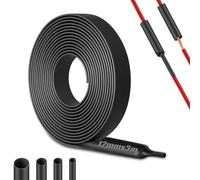 Mbsomnus 4:1 Gaine Thermoretractable Noire Ø 12mm 3M de Longueur Gaine Thermorétractable Etanche au Mètre Gaine Thermo pour l'isolation de Câbles Connexions Soudées