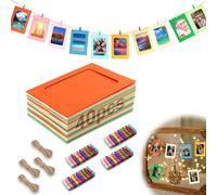 Mbsomnus 40 Pezzi Cartoncino Portafoto di Classe 10x15 cm Cartoncino Foto Classe Colorato Cornici Foto Decorative con 40 Pezzi Molletta Legno 4 Pezzi Corda Juta per DIY Compleanno Matrimonio Parete