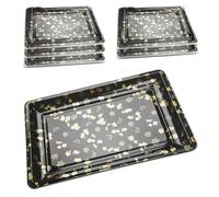 Mbsomnus 6 vassoi da buffet in plastica con coperchio, riutilizzabili, per catering, panini, panini, dolcetti, per feste, cibo, torte, sushi e buffet (39,3 x 27 x 6,2 cm, foglia)