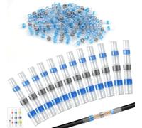 Mbsomnus 90pcs Connettori Termoretraibili Saldanti AWG16-14 Blu Connettore Elettrico Termorestringente per Cavi Elettrici Rapporto di restringimento 3:1 per Auto Moto