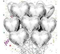 Mbsomnus Argento Palloncini Cuore 18 Pollici Palloncini a Forma di Cuore 15 Pezzi Palloncini San Valentino Palloncini Amore per Fidanzamento Festa Nozze Decorazione Festa Compleanno Festa Della Mamma