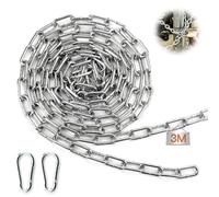 Mbsomnus Catena Acciaio 3 M 3 mm Catene Catena Metallo Delimitazione Catenella Catena Resistente Catena Zincata Catena Antitaglio per Lucchetto Recinzione Catena Antifurto Catena