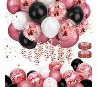 Mbsomnus Palloncini Rossi 60 Pezzi, Bianchi e Neri 12 Pollici Con Coriandoli per Matrimonio, Compleanno, Laurea, Anniversario, Comunione, Battesimo - Adatti per Elio