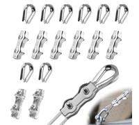 Mbsomnus Set di 16 morsetti per fune metallica M5, con 8 morsetti per funi da 5 mm e 8 pezzi per fune metallica da 5 mm, in acciaio inox 304, morsetti duplex per cavi d'acciaio, tendicavo fissati