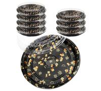 Mbsomnus vassoi rotondi per sandwich e catering con coperchi, vassoi da buffet riutilizzabili per feste, snack, torte e frutta (foglia, 32 cm)