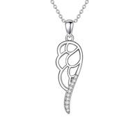 MBSUUH Collana con ciondolo a forma di ali d'angelo, in argento Sterling 925, lunghezza 40,6 cm, gioiello da donna con diamanti brillanti, Argento sterling, Diamante