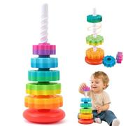 Mbuaopa Torre Girevole Arcobaleno Per Bambini, 35cm Giocattolo impilabile Rotante, Torre Impilabile a Spirale, Lo Sviluppo del Cervello, Impilatore Giocattolo Educativo per Bambini 1 Anno