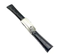 MBUIOPJ Cinturini for orologi compatibili con Rolex SUBMARINER Yacht-Master DAYTONA GMT, cinturino in pelle di coccodrillo da uomo, accessori for orologi, 20 mm(Noir,20mm Silver buckle)