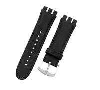 MBUIOPJ Cinturino for orologio in vera pelle compatibile con Swatch IRONY YOS440 449 448 401G, accessori for orologi, cinturino da 23 mm, cinturino da polso da uomo(B Black,23mm silver clasp)