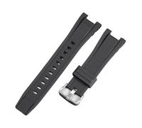 MBUIOPJ Cinturino in gomma siliconica compatibile con Casio GST210 GST-W110/S130/B100/S100G/S110/410. Cinturino for orologio da polso.(Black Silver Buckle)