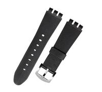 MBUIOPJ Cinturino in pelle di vitello da 23 mm con fibbia in acciaio compatibile con Swatch IRONY YOS440 449 448 401G, cinturino for orologio da polso da uomo(Black silicone,23mm silver clasp)