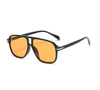 MBXLDGFD New 2025 Occhiali da sole retrò Double Bridges Men Pilot Sunglasses Fashion Rivets Decoration Shades UV400 Women Trending Leopard Sun Glasses, Nero arancio, taglia unica