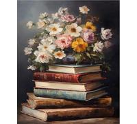 MBYAUYN Dipingere con i numeri, fiori per adulti, fai da te, dipinto a mano, kit per pittura a olio, Paint by Numbers Adult, set di 3 pennelli e vernice acrilica, 40 x 50 cm