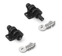 MC-25BL - Set di 2 fermagli rotondi con possibilità di regolazione, con contropiastra, superficie nera, per porte di mobili, porte dell'armadio