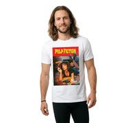 MERCHCODE Mc896-pulp Fiction Poster Oversize Tee T-Shirt, Bianco, L Uomo