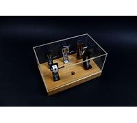 MC DAISON Cofanetto portatestine per 6 Shell per testine e puntine giradischi con base in legno e coperchio in plexiglass trasparente rettangolare