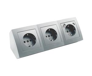 MC POWER - Blocco di prese da incasso, modello Flair, 3 prese ad angolo + USB-C/A, cavo da 15 cm con morsetto, 230 V ~ 16 A, struttura, antracite opaco