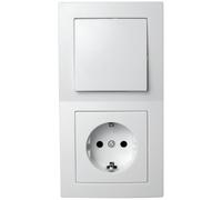 MC POWER - Presa con interruttore della luce | Flair - Porta a 2 scomparti professionale | Interruttore a incasso combinazione con telaio, collegamento a morsetto bianco opaco
