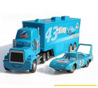 Mc-Queen 2pcs Toy Story Cars Racer Mc-Queen Set Auto Bambini Idea Giocattoli Veicoli per Feste di Compleanno (43 Racing Car + Container Truck)
