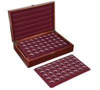 MC.Sammler Cassetta portamonete in legno con 5 vassoi per 200 monete da 2 euro in capsule (cassetta con 200 capsule per monete da 26 mm)