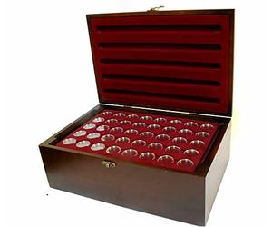MC.Sammler - Valigetta portamonete in legno, 10 scomparti per 400 monete da 2 euro in capsule (valigetta con 400 capsule da 26 mm)