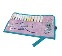 Mc Srl Disney Stitch - Astuccio Roll con 12 Pennarelli GIOTTO Scuola, per Bambini, 41x21x19 cm (Rosa/Verde), LST0855
