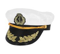 MC-Trend Cappello da capitano Yacht Marine, bianco con ricamo dorato, cappello da marinaio, cappello da marinaio, cappello da marinaio, per adulti e donne, uomini, carnevale, feste a tema, skipper