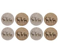 MC-Trend Sottobicchieri in feltro "paesaggio della foresta con cervi", 10 cm, in feltro spesso 5 mm, pratici sottobicchieri in feltro per bevande, bicchieri, tazze da tavolo (8 pezzi, marrone e crema