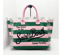 MC2, nuova borsa da spiaggia con nappe blu scuro a righe orizzontali, grande capacità, da donna, europea e americana, Saint Barth "Questa borsa da spiaggia moderna e originale, con un fresco design na