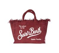 MC2 Saint Barth - Borsa Estiva in Tela Bordeaux con Frange - -Bags -Donna -Rosso -ONE SIZE
