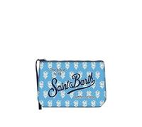 Mc2 Saint Barth Borsa Pochette Aline in Scuba Azzurro Stampa Fiori Dimensioni: 20 x 14,5 x 7 cm