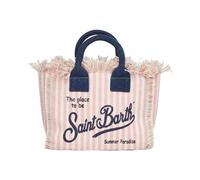 Saint Barth MC2 Borsa Vanity Mini in Canvas a Righe Rosa con Dettagli Blu Dimensioni: 18 x 16 x 9 cm