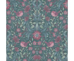 MC61011 - Maison Charme Uccello, Floreale Rosa Galerie Carta Da Parati