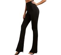 MCA Pantaloni Donna Campana Aderenti Zampa Elefante Elasticizzati (IT, Testo, XS, Regular, Regular, Nero Zampa)