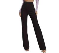 MCA Pantaloni Donna Palazzo Elasticizzati Gamba Dritta Larga Made in Italy (IT, Testo, M, Regular, Regular, Nero)