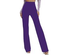 MCA Pantaloni Donna Palazzo Gamba Dritta Made in Italy (IT, Testo, XL, Regular, Regular, Viola)