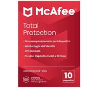 MCAFEE - Total Protection 10 Dispositivi 1 Anno | Antivirus, Vpn, Gestore Password, Internet Security Pc /mac /ios /android | Codice Di Attivazione Vi