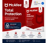 McAfee Total Protection 5 PC 2 Anni Antivirus VPN Licenza Digitale
