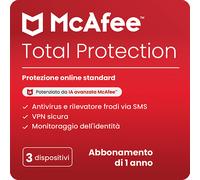 McAfee Total Protection | 3 Dispositivi | 1 anno | Windows, Mac, Android e iOS