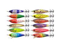 MCAOAL 12 pz Esche Artificiali per Calamari Luminosi Esche da Pesca Morbide Gamberetti in Legno Swimbait Esche da Pesca Pesca Notturna Accessorio Doppio Gancio Gamberetti in Legno