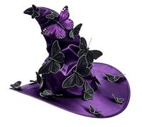 MCAOAL Accessorio per cappello da strega a farfalla per raccolta a tema, copricapo a punta per momenti Halloween e sessioni ritratti fotografici Cappello da strega a farfalla Decora accessorio